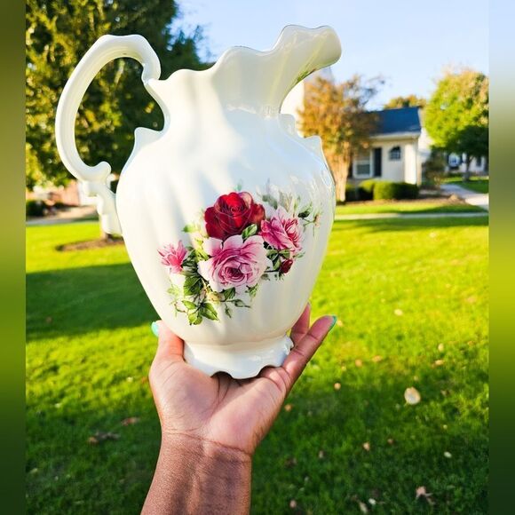 New VTG Formalities By Baum Bros Victorian Rose Detail Classic Ceramic Pitcher. - Picture 1 of 15